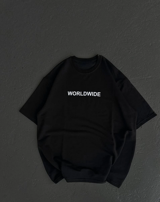 ASSEMA Kadın Baskılı T-Shirt Kısa Kol Bisiklet Yaka Oversize Rahat Kalıp Günlük Tişört   - Siyah