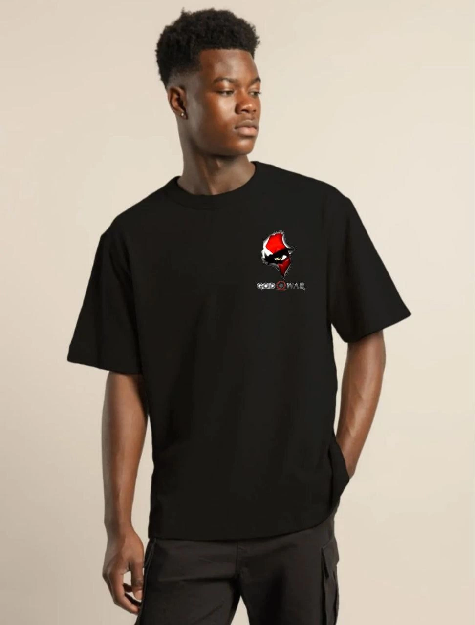 ASSEMA Erkek Baskılı T-Shirt Kısa Kol Bisiklet Yaka Regular Fit Rahat Kalıp Günlük Tişört - Siyah
