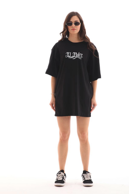 ASSEMA Kadın Baskılı T-Shirt Kısa Kol Bisiklet Yaka  Ovarsize Rahat Kalıp Günlük Tişört  - Siyah