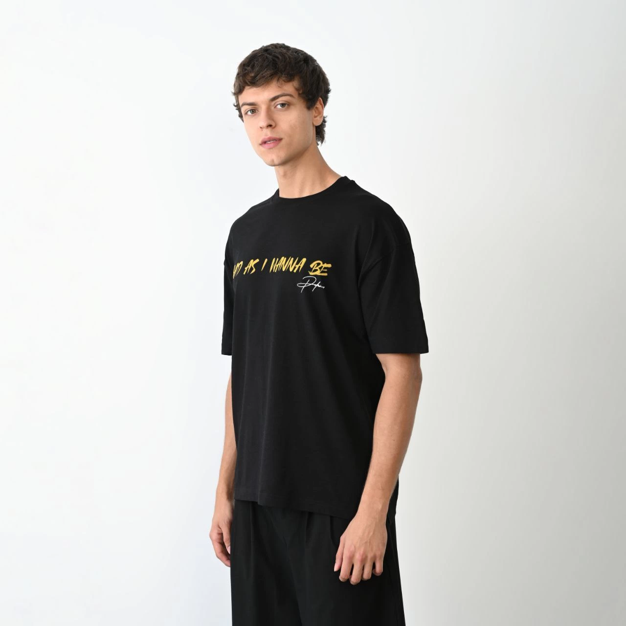 ASSEMA Erkek Baskılı T-Shirt Kısa Kol Bisiklet Yaka Regular Fit Rahat Kalıp Günlük Tişört - Siyah