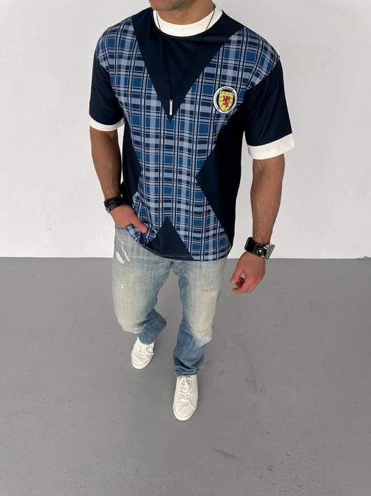 ASSEMA ERKEK Bisiklet Yaka Baskılı Kısa kol Oversize T-Shirt - Siyah