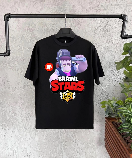 ASSEMA Unisex Bisiklet Yaka Kısa Kol Baskılı Çocuk T-Shirt - Siyah