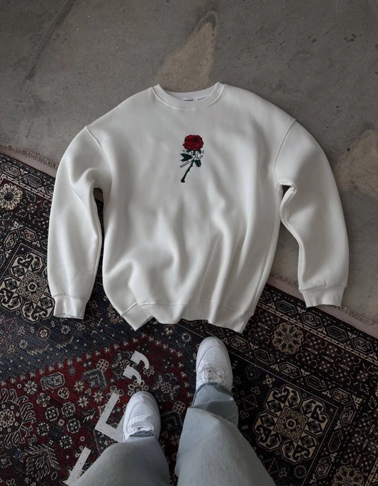 ASSEMA ERKEK 3 iplik Pamuklu Bisiklet Yaka Ön Ve Arka Baskılı SweatShirt -  Beyaz