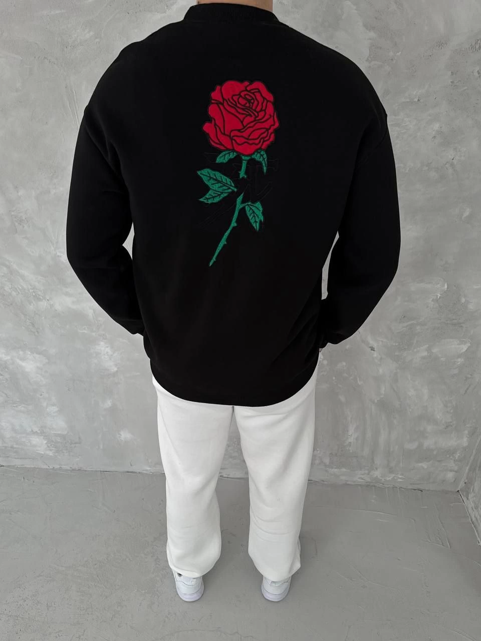 ASSEMA ERKEK 3 iplik Pamuklu Bisiklet Yaka Ön Ve Arka Baskılı SweatShirt - Siyah