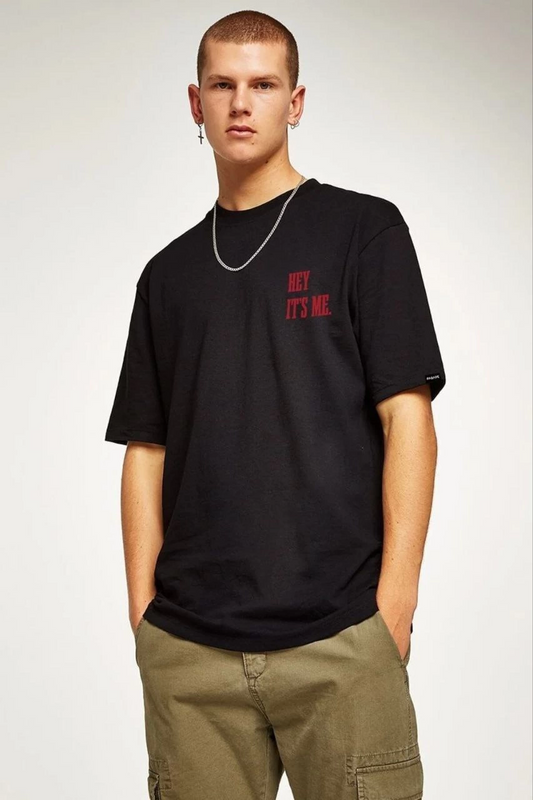 ASSEMA Erkek Baskılı T-Shirt Kısa Kol Bisiklet Yaka Regular Fit Rahat Kalıp Tişört -  Siyah