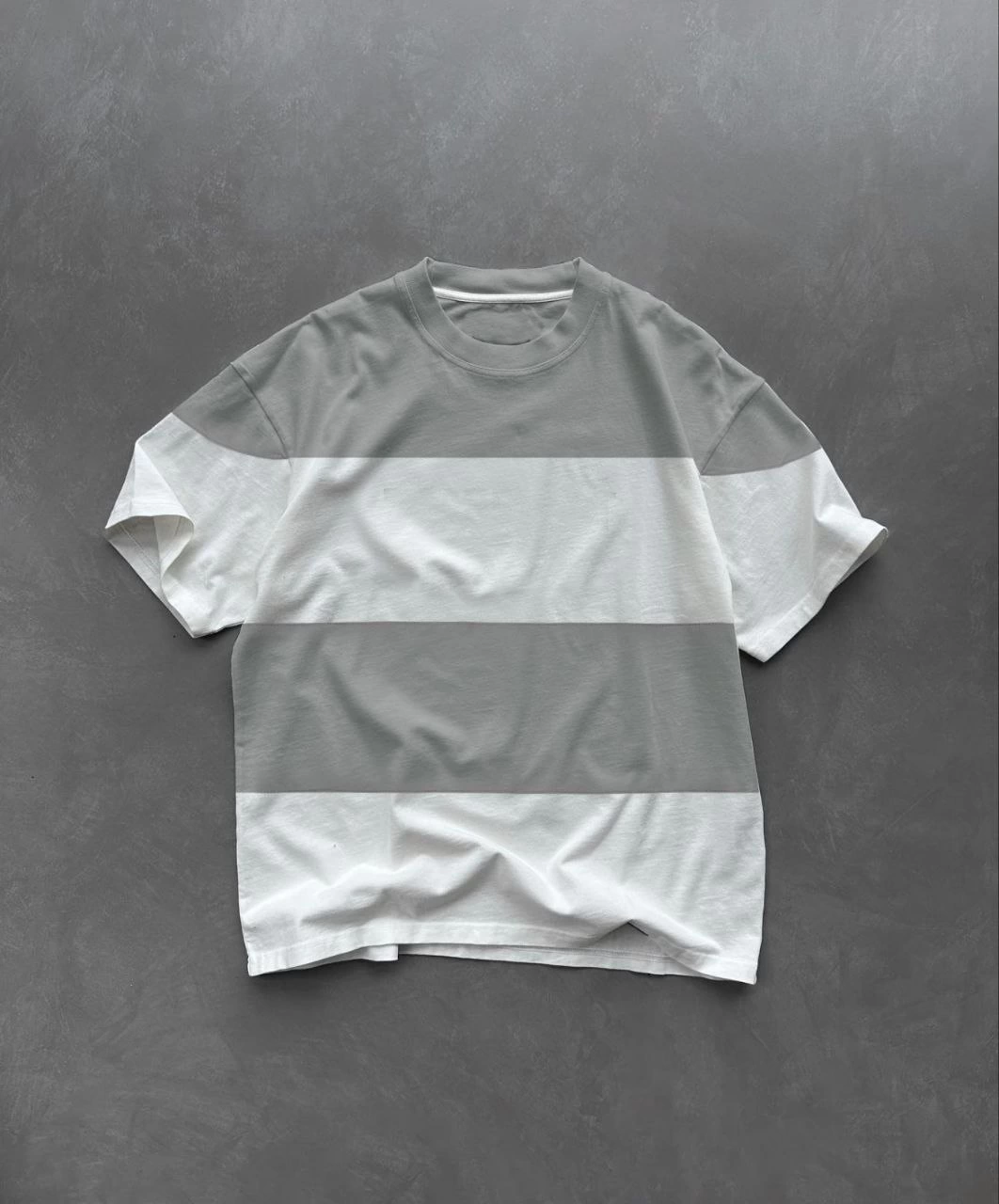 ASSEMA Erkek  Kısa kol Bisiklet Yaka Parçalı T-Shirt - Gri