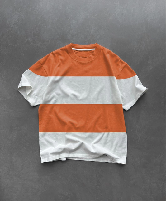 ASSEMA Erkek  Kısa kol  Bisiklet Yaka Parçalı T-Shirt - Turuncu