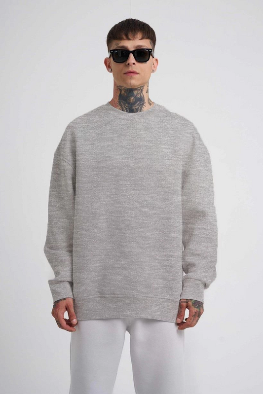 ASSEMA ERKEK Biskilet Yaka Üç İplik SweatShirt - Gri