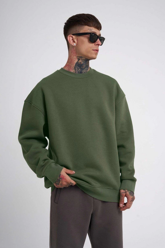 ASSEMA ERKEK Biskilet Yaka Üç İplik SweatShirt - Haki