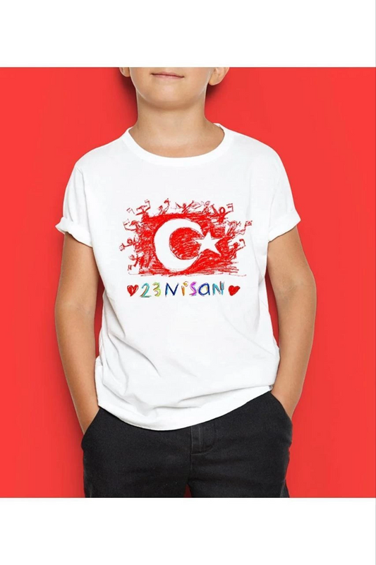 ASSEMA Unisex Çocuk Baskılı T-Shirt - Beyaz
