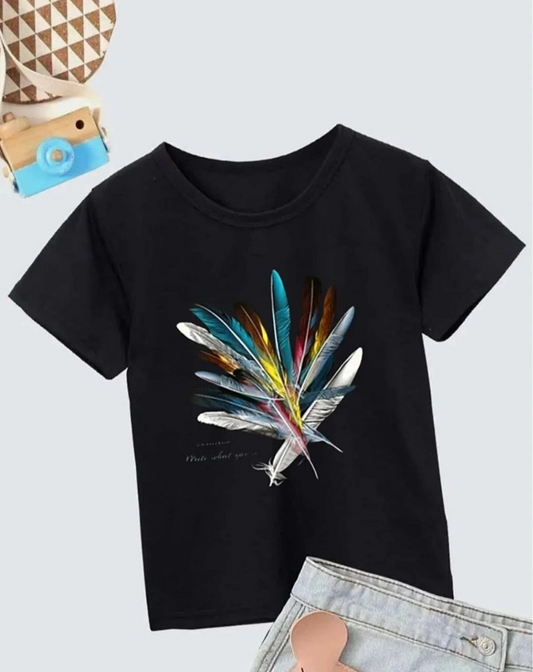ASSEMA Kız Çocuk Baskılı T-Shirt- Siyah