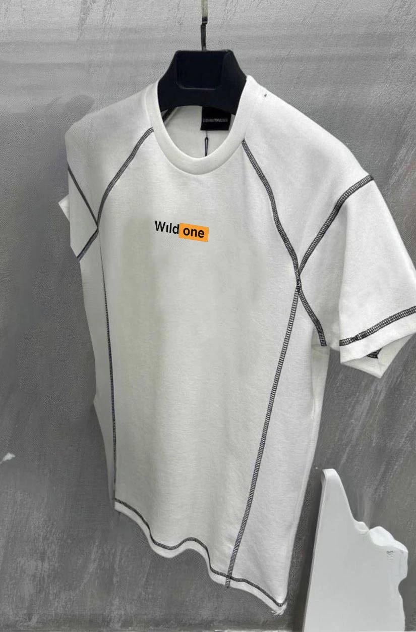 ASSEMA Unisex Dikişli Baskılı Oversize T-Shirt - Beyaz