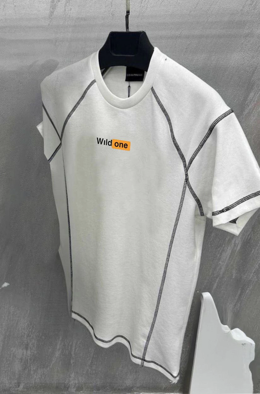 ASSEMA Unisex Dikişli Baskılı Oversize T-Shirt - Beyaz