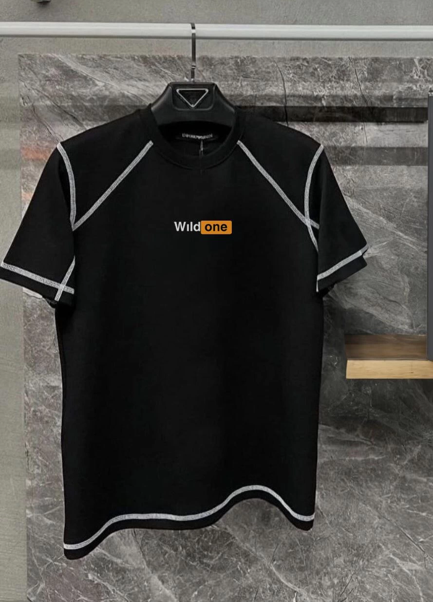 ASSEMA Unisex Dikişli Baskılı Oversize T-Shirt - Siyah