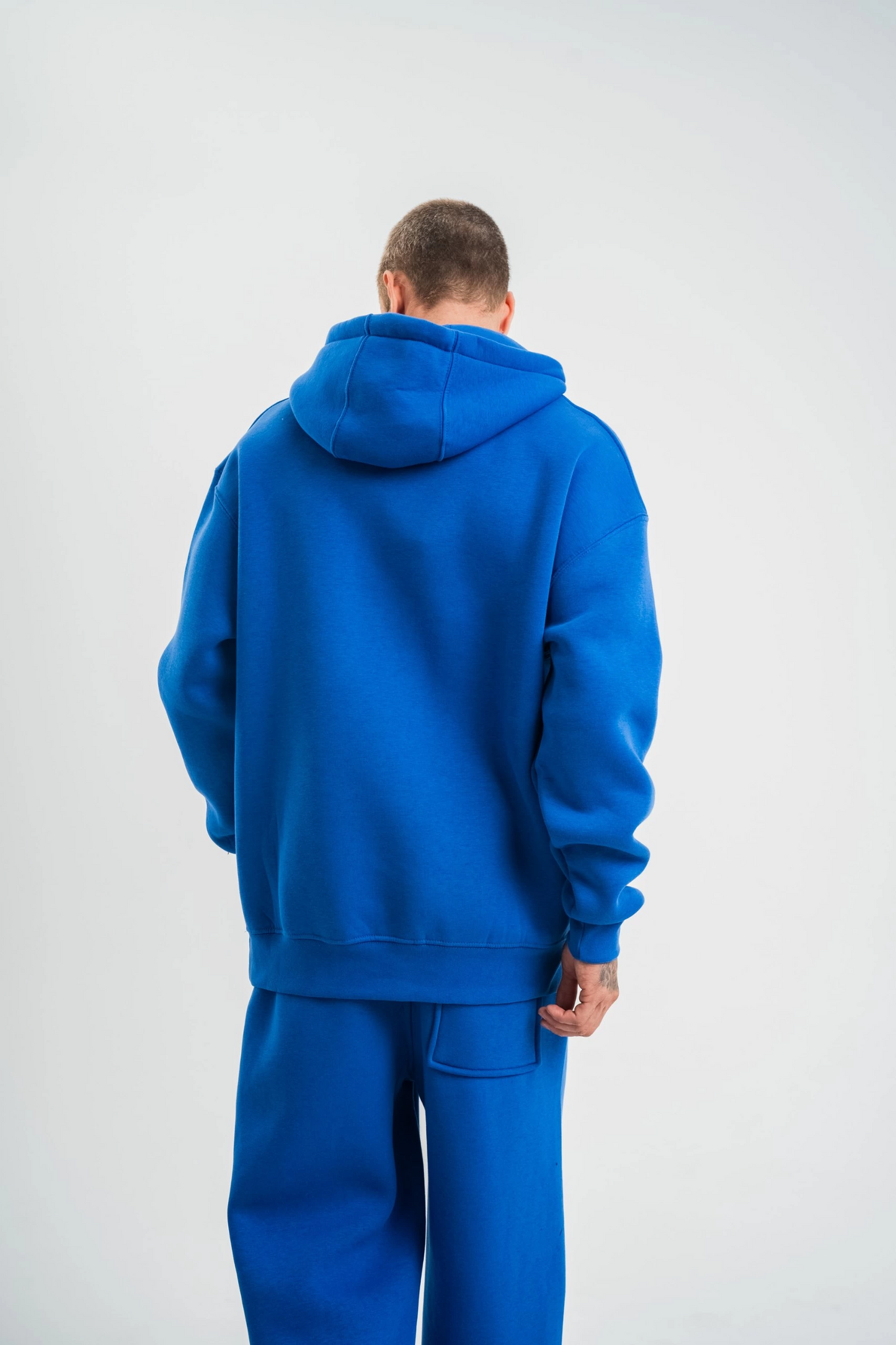 ASSEMA ERKEK Double Oversize Kapşonlu Basic SweatShirt - Mavi