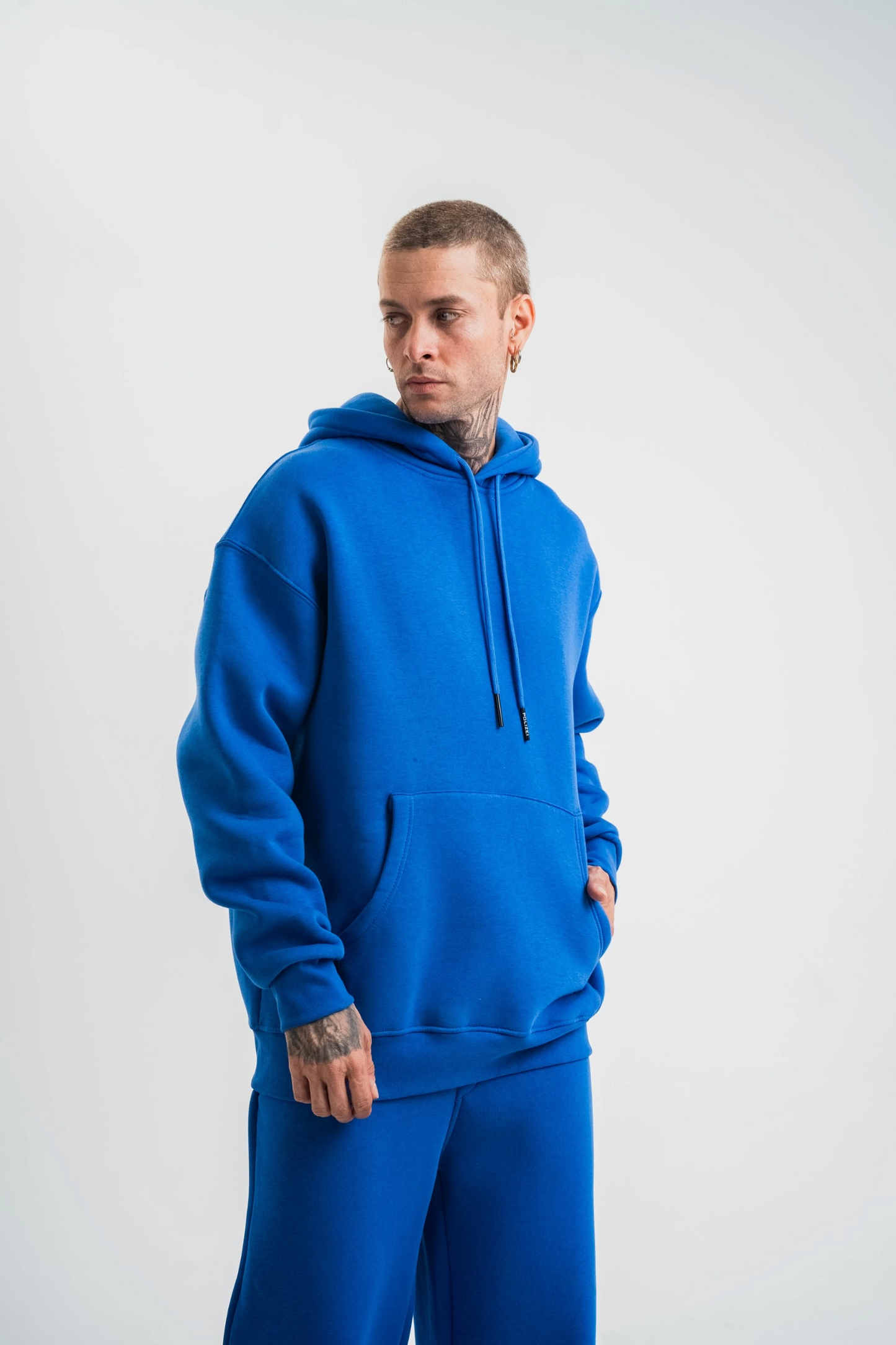 ASSEMA ERKEK Double Oversize Kapşonlu Basic SweatShirt - Mavi