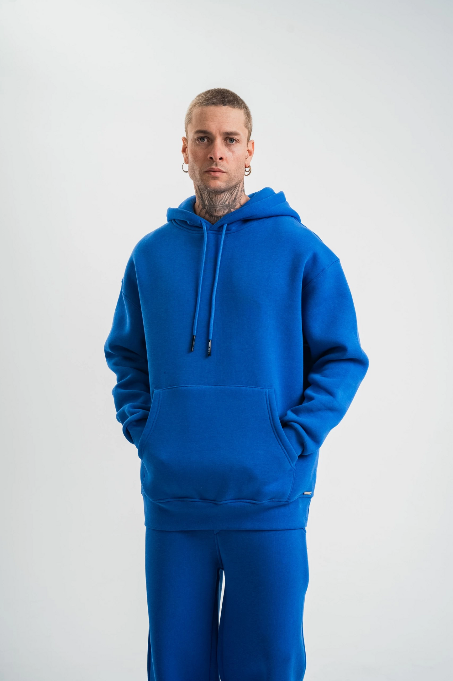 ASSEMA ERKEK Double Oversize Kapşonlu Basic SweatShirt - Mavi