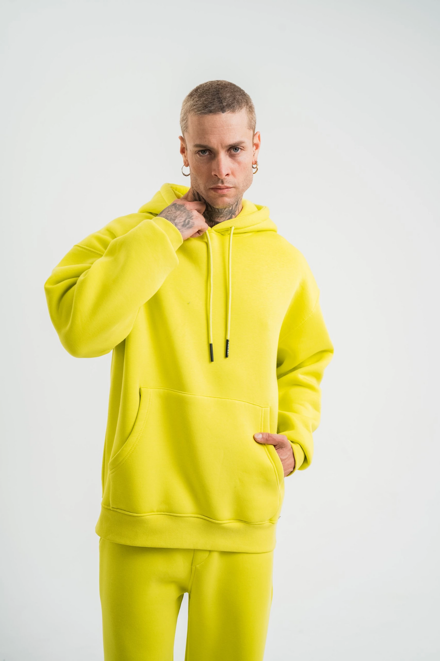ASSEMA ERKEK Double Oversize Kapşonlu SweatShirt - Sarı
