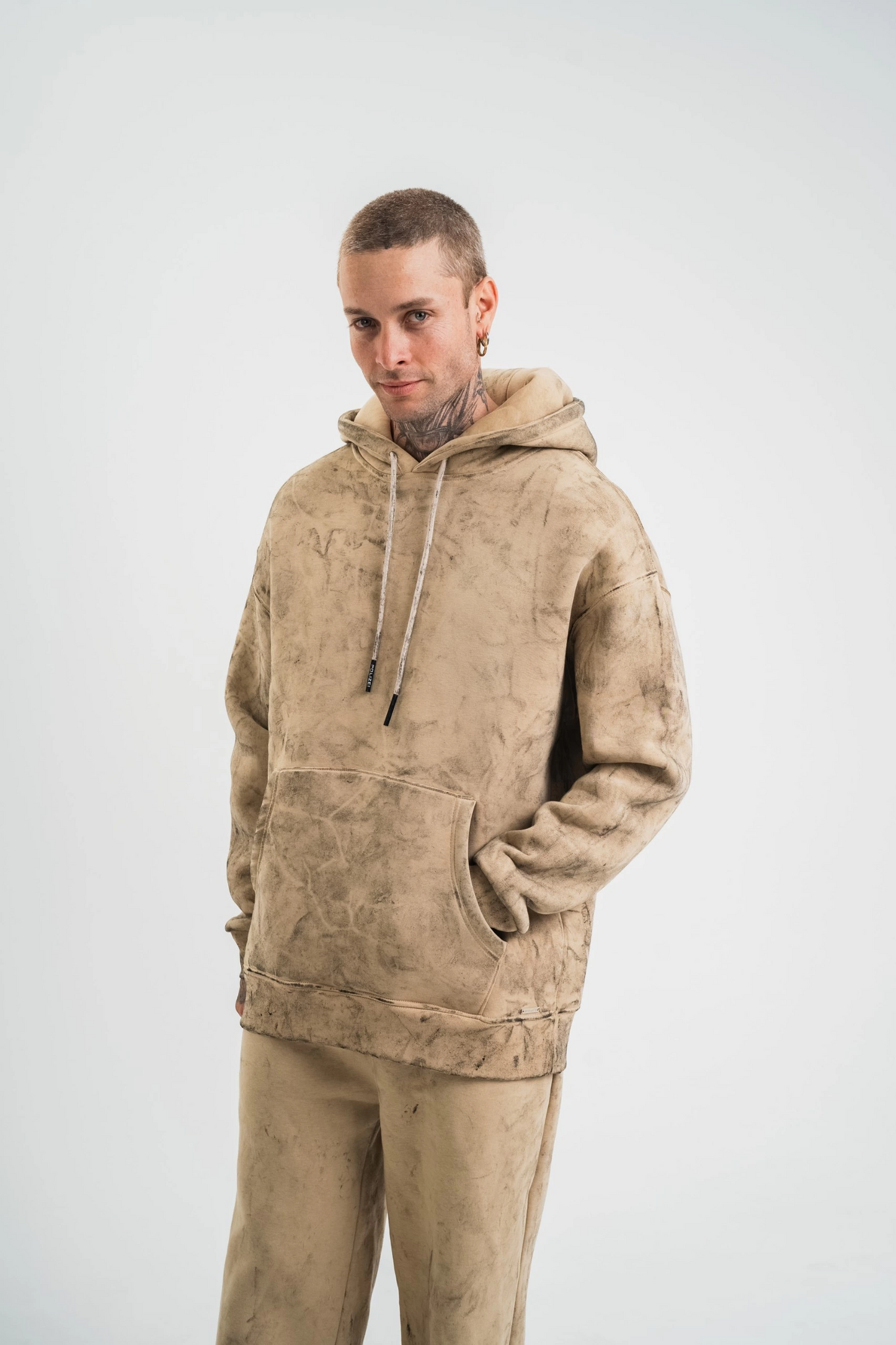 ASSEMA ERKEK Double Oversize Kapşonlu Yıkamalı SweatShirt - Bej