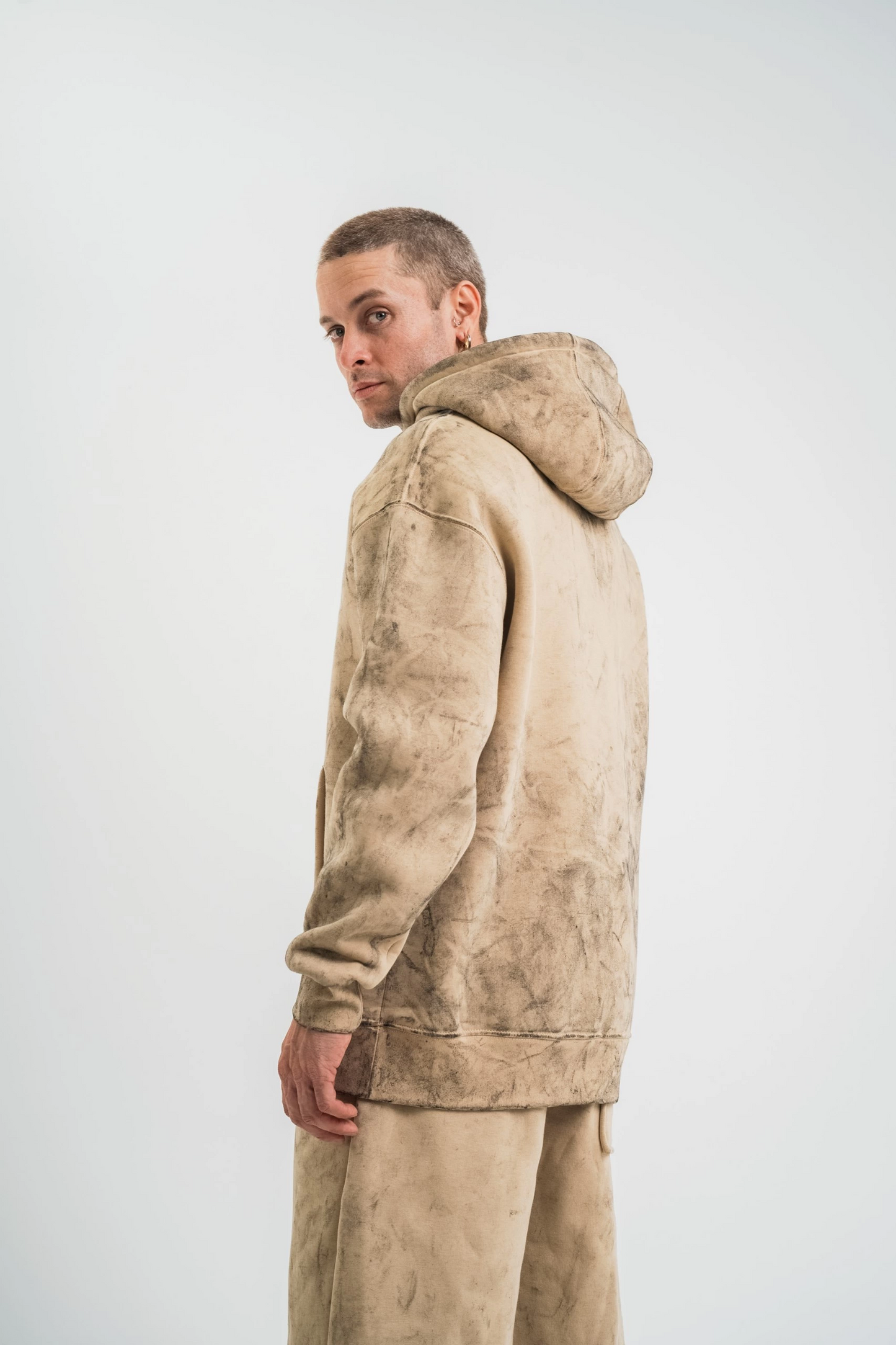 ASSEMA ERKEK Double Oversize Kapşonlu Yıkamalı SweatShirt - Bej
