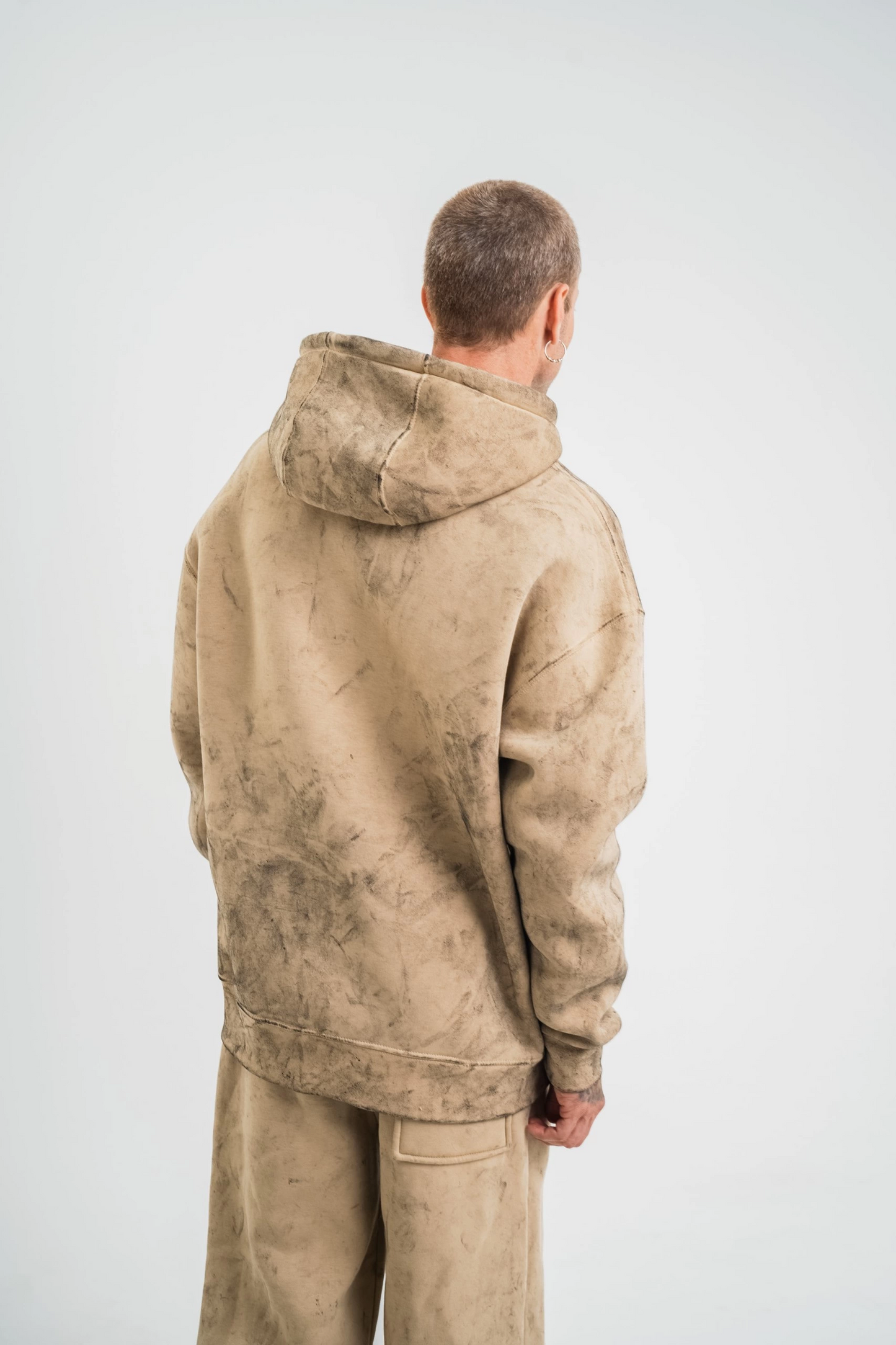 ASSEMA ERKEK Double Oversize Kapşonlu Yıkamalı SweatShirt - Bej
