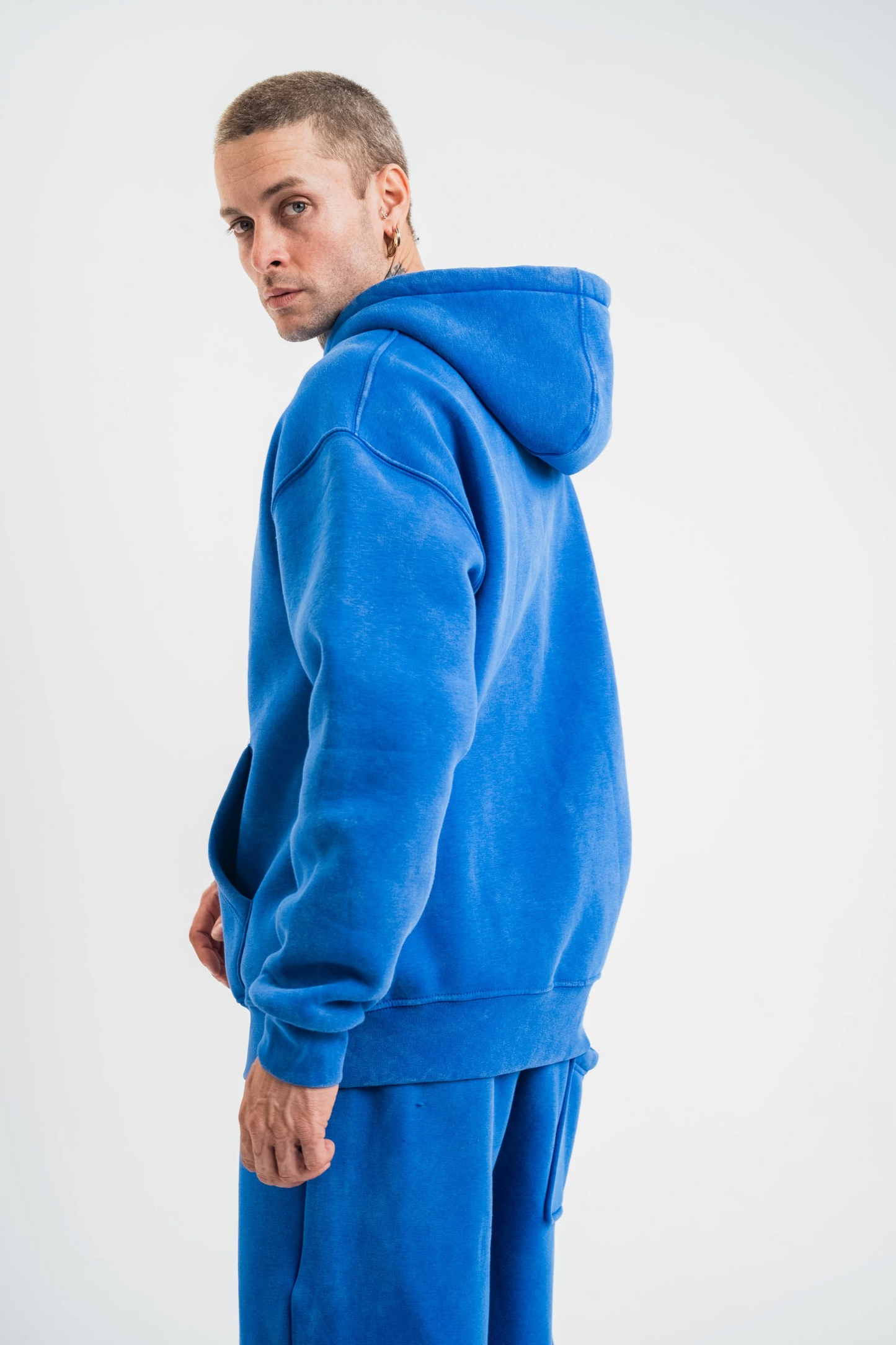 ASSEMA ERKEK Double Oversize Kapşonlu Yıkamalı SweatShirt - Mavi