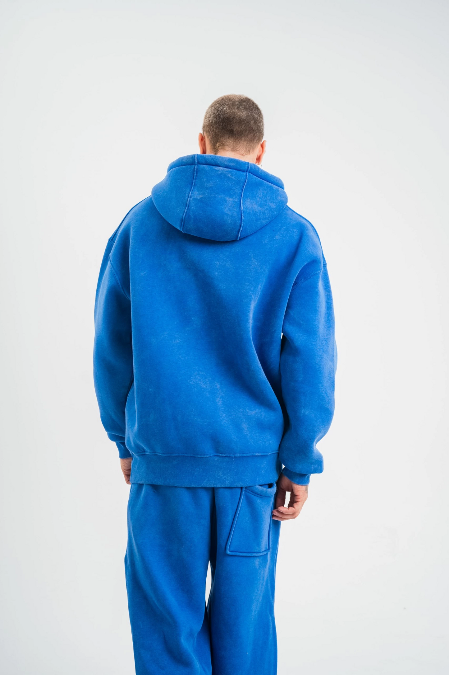 ASSEMA ERKEK Double Oversize Kapşonlu Yıkamalı SweatShirt - Mavi