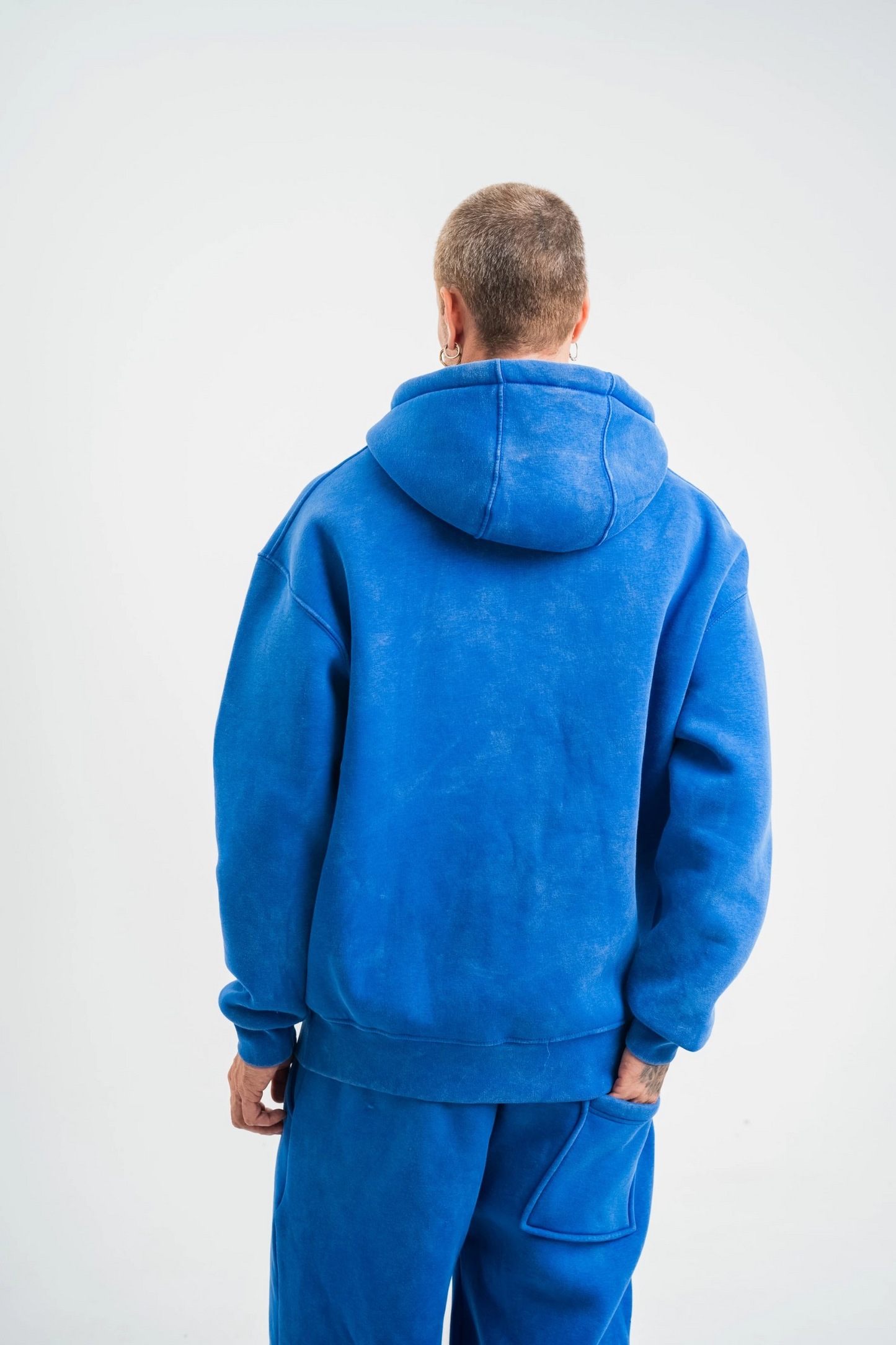ASSEMA ERKEK Double Oversize Kapşonlu Yıkamalı SweatShirt - Mavi