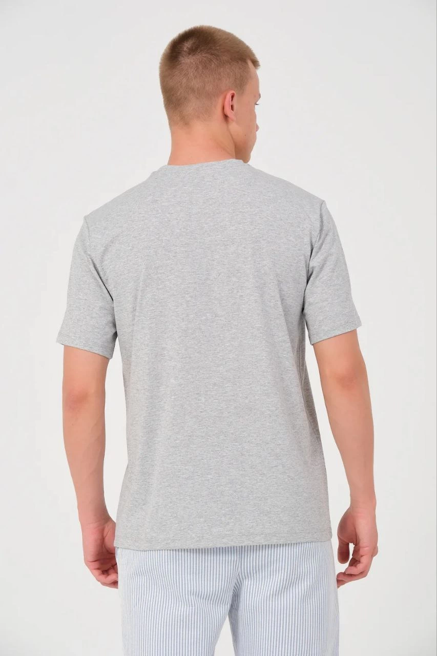 ASSEMA Erkek Düz T-Shirt Kısa Kol Bisiklet Yaka Regular Fit Rahat Kalıp Günlük Tişört - Gri