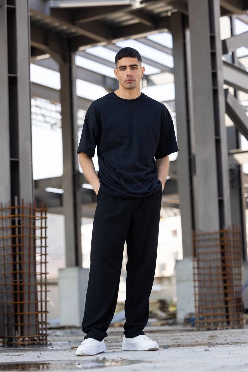 ASSEMA Erkek Düz T-Shirt Kısa Kol Bisiklet Yaka Regular Fit Rahat Kalıp Günlük Tişört - Siyah