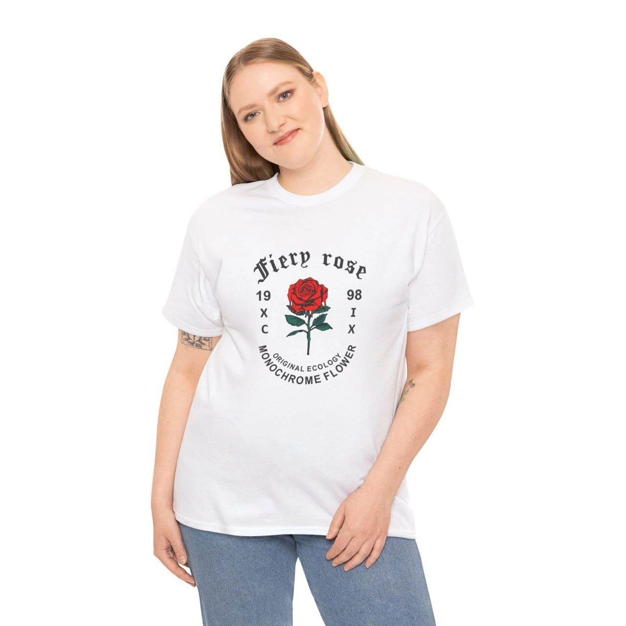 ASSEMA Kadın Bisiklet Yaka Baskılı  Kısa kol T-Shirt - Beyaz