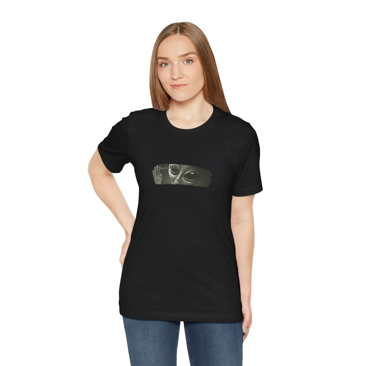 ASSEMA Kadın Bisiklet Yaka Baskılı Kısa kol T-Shirt - Siyah