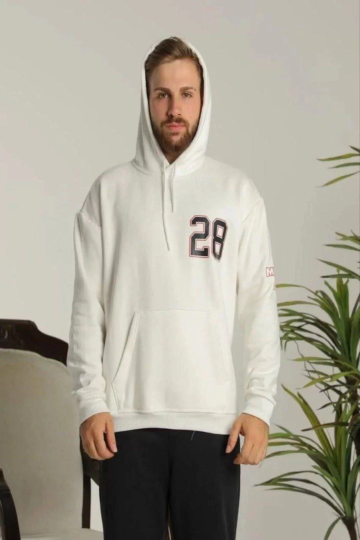 ASSEMA ERKEK Kapşonlu Baskılı Sweetshirt - Beyaz