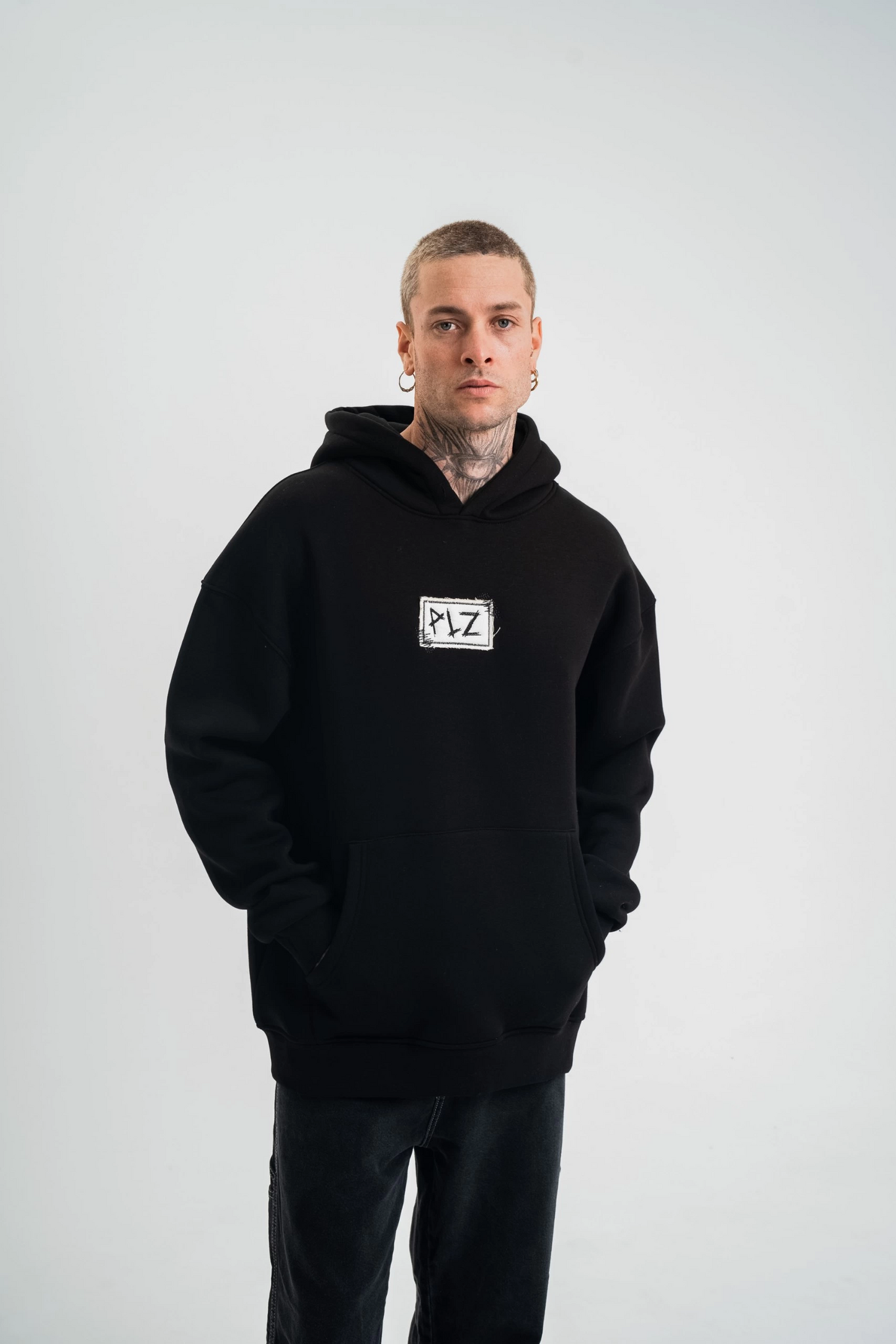 ASSEMA ERKEK Kapşonlu Uzun Kol Patchli Nakışlı SweatShirt - Siyah