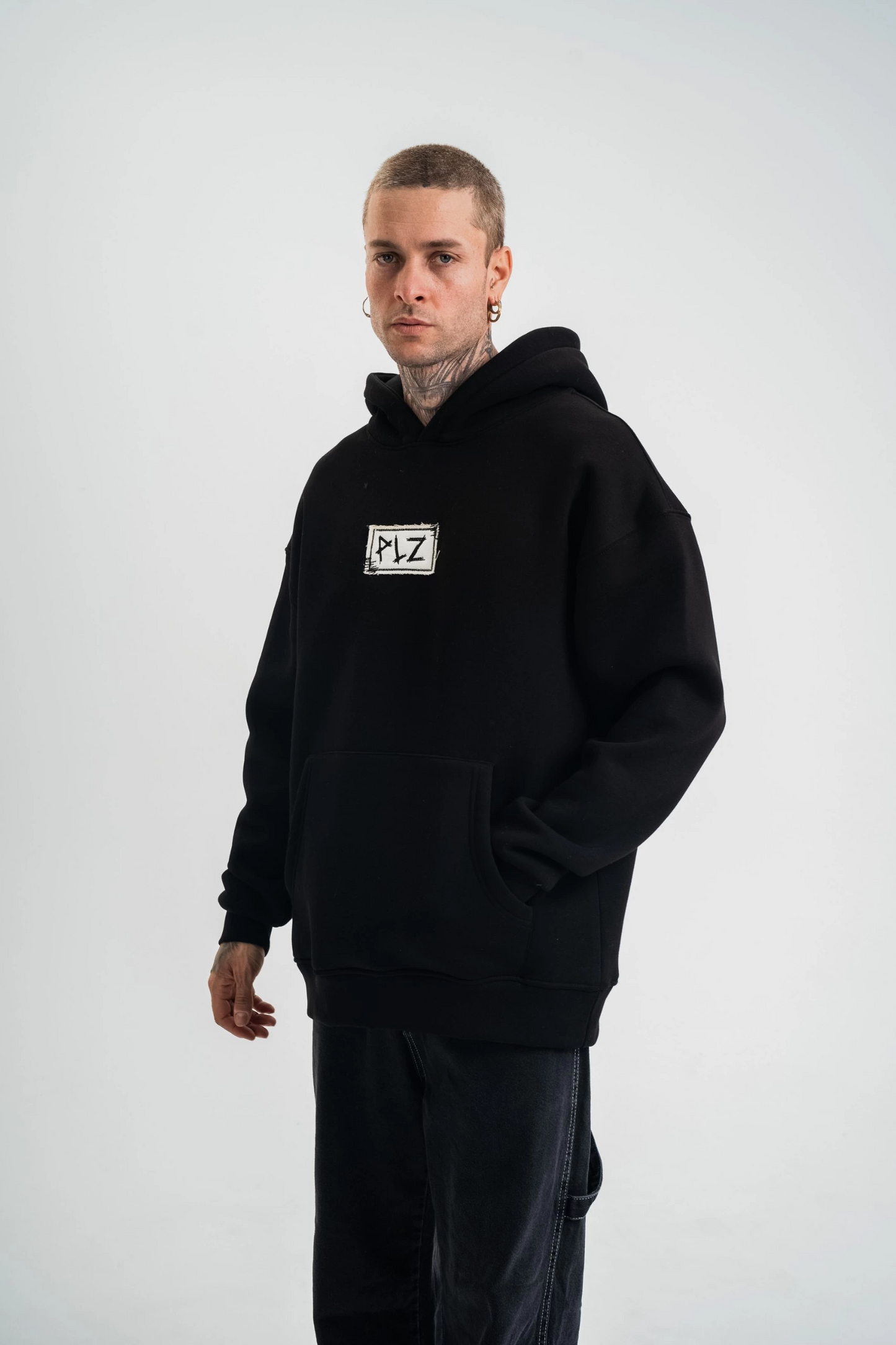 ASSEMA ERKEK Kapşonlu Uzun Kol Patchli Nakışlı SweatShirt - Siyah