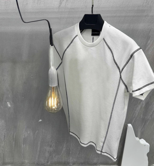 ASSEMA Unisex Karoyaka Dikişli Oversize T-Shirt - Beyaz