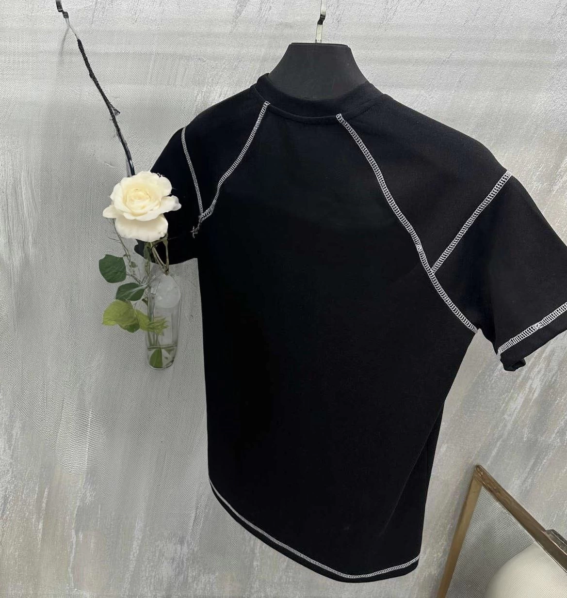 ASSEMA Unisex Karoyaka Dikişli Oversize T-Shirt - Siyah