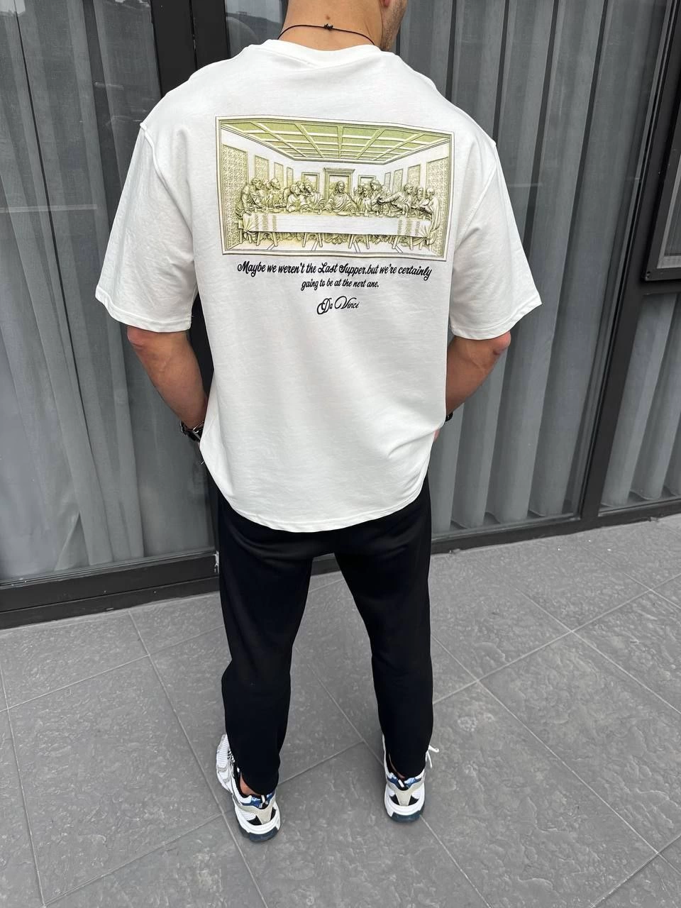 ASSEMA Erkek Baskılı T-Shirt Kısa Kol Bisiklet Yaka Regular Fit Rahat Kalıp Günlük Tişört - Beyaz