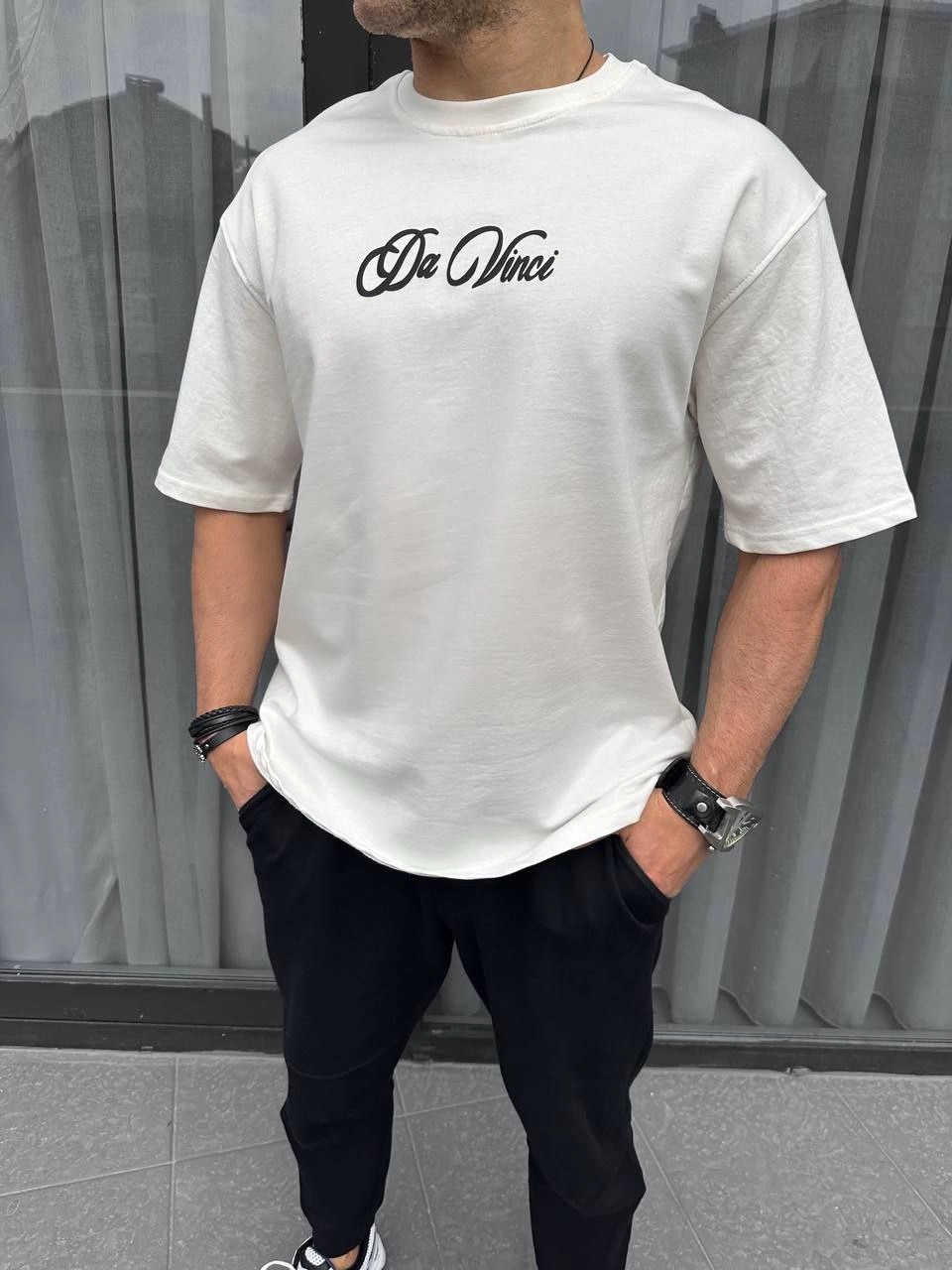 ASSEMA Erkek Baskılı T-Shirt Kısa Kol Bisiklet Yaka Regular Fit Rahat Kalıp Günlük Tişört - Beyaz