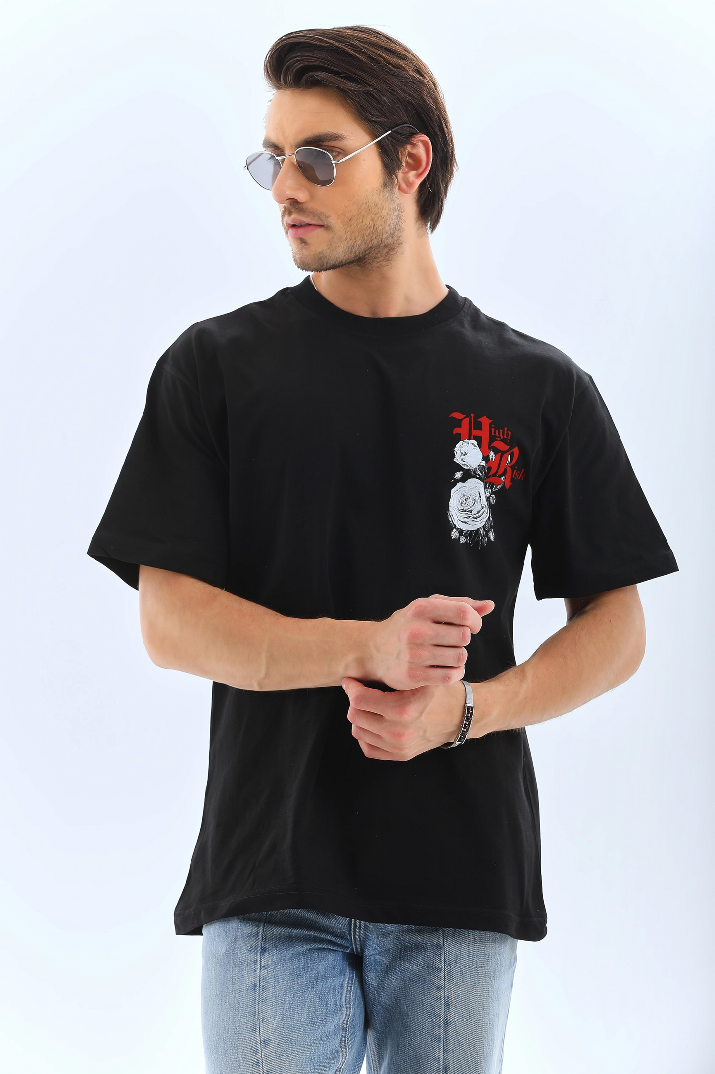 ASSEMA Erkek Baskılı T-Shirt Kısa Kol Bisiklet Yaka Rahat Kalıp Tişört  - Siyah