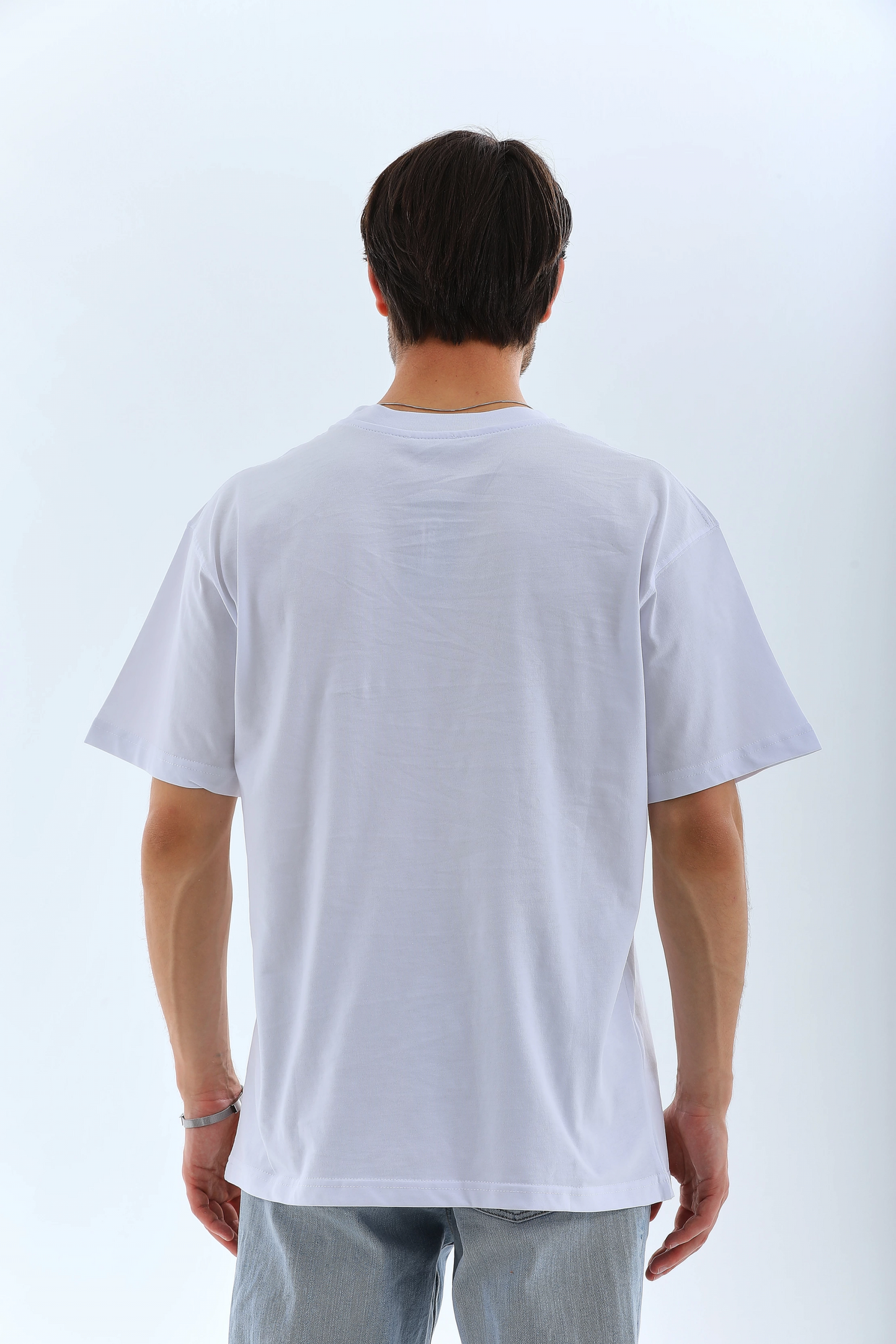 ASSEMA Erkek Düz Yazlık Kısa Kol Tişort Bisiklet Yaka Ovarsize T-Shirt -  Beyaz