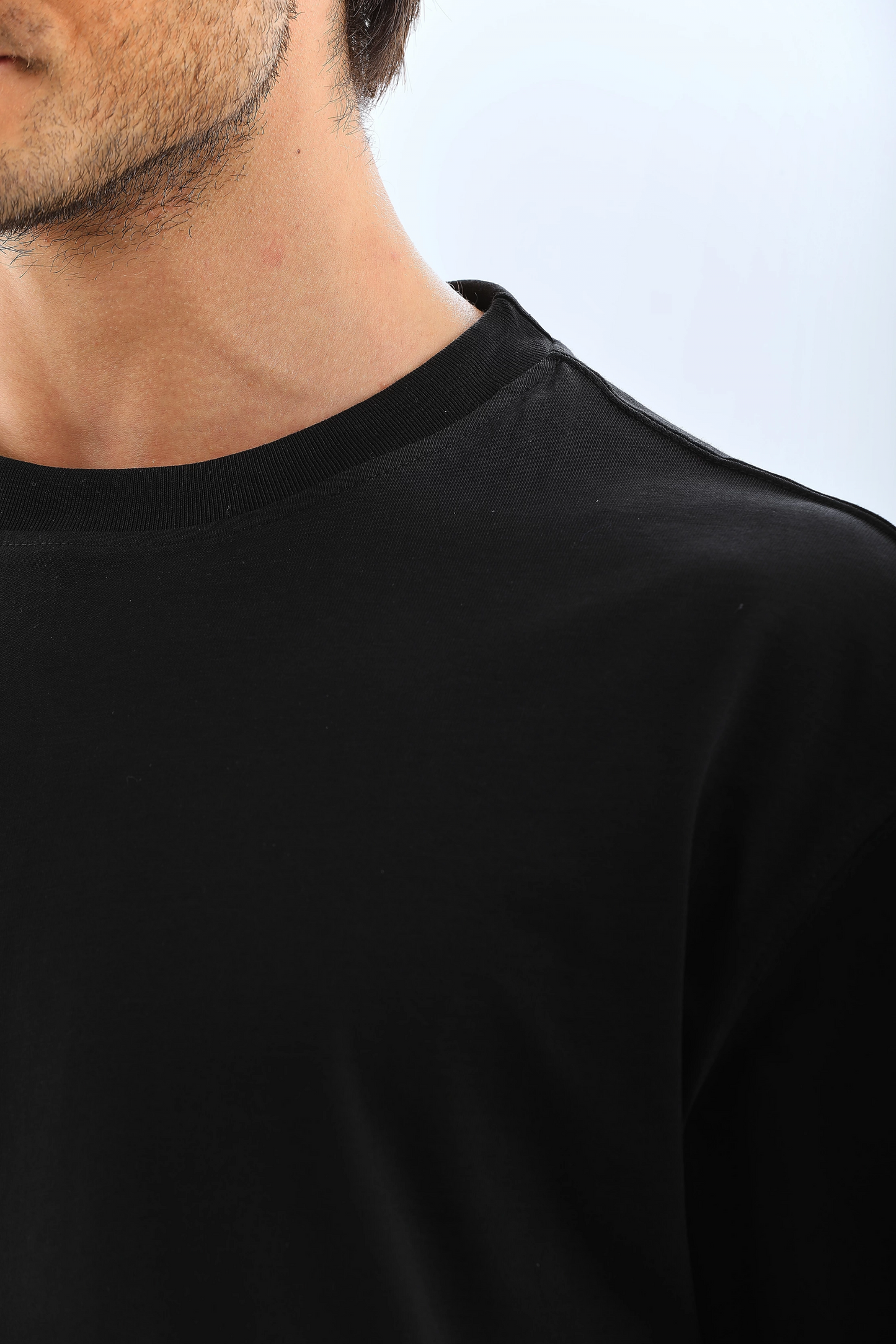 ASSEMA Erkek Düz Yazlık Kısa Kol Tişort Bisiklet Yaka Ovarsize T-Shirt - Siyah