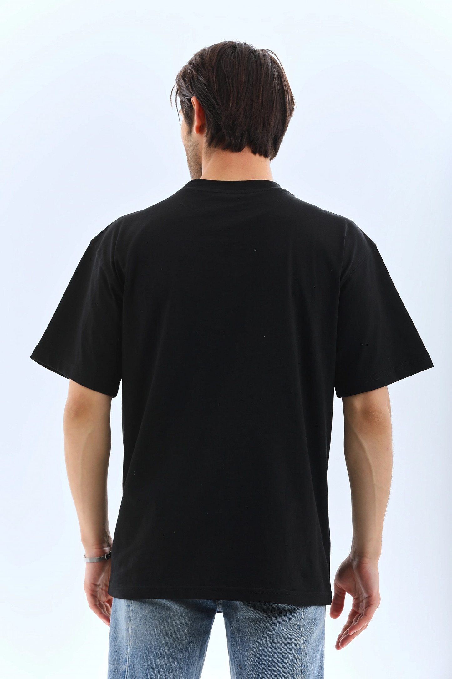 ASSEMA Erkek Düz Yazlık Kısa Kol Tişort Bisiklet Yaka Ovarsize T-Shirt - Siyah