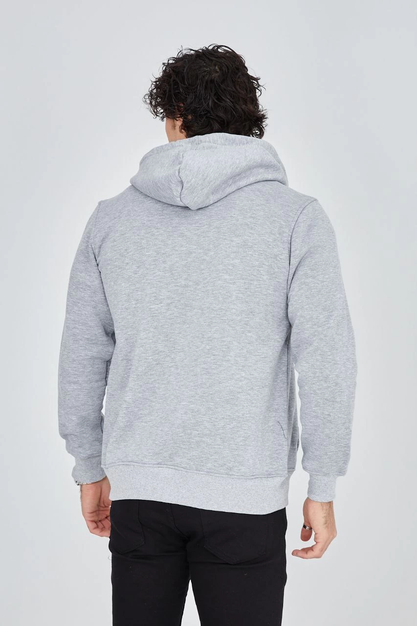 ASSEMA ERKEK Tam Fermuarlı Kapşonlu  SweatShirt - Gri