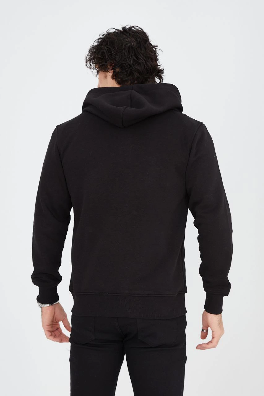 ASSEMA ERKEK Tam Fermuarlı Kapşonlu  SweatShirt - Siyah