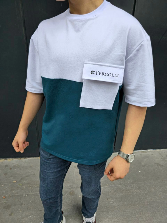 ASSEMA ERKEK Torba Cep Detaylı  Parçalı T-Shirt - Lacivert