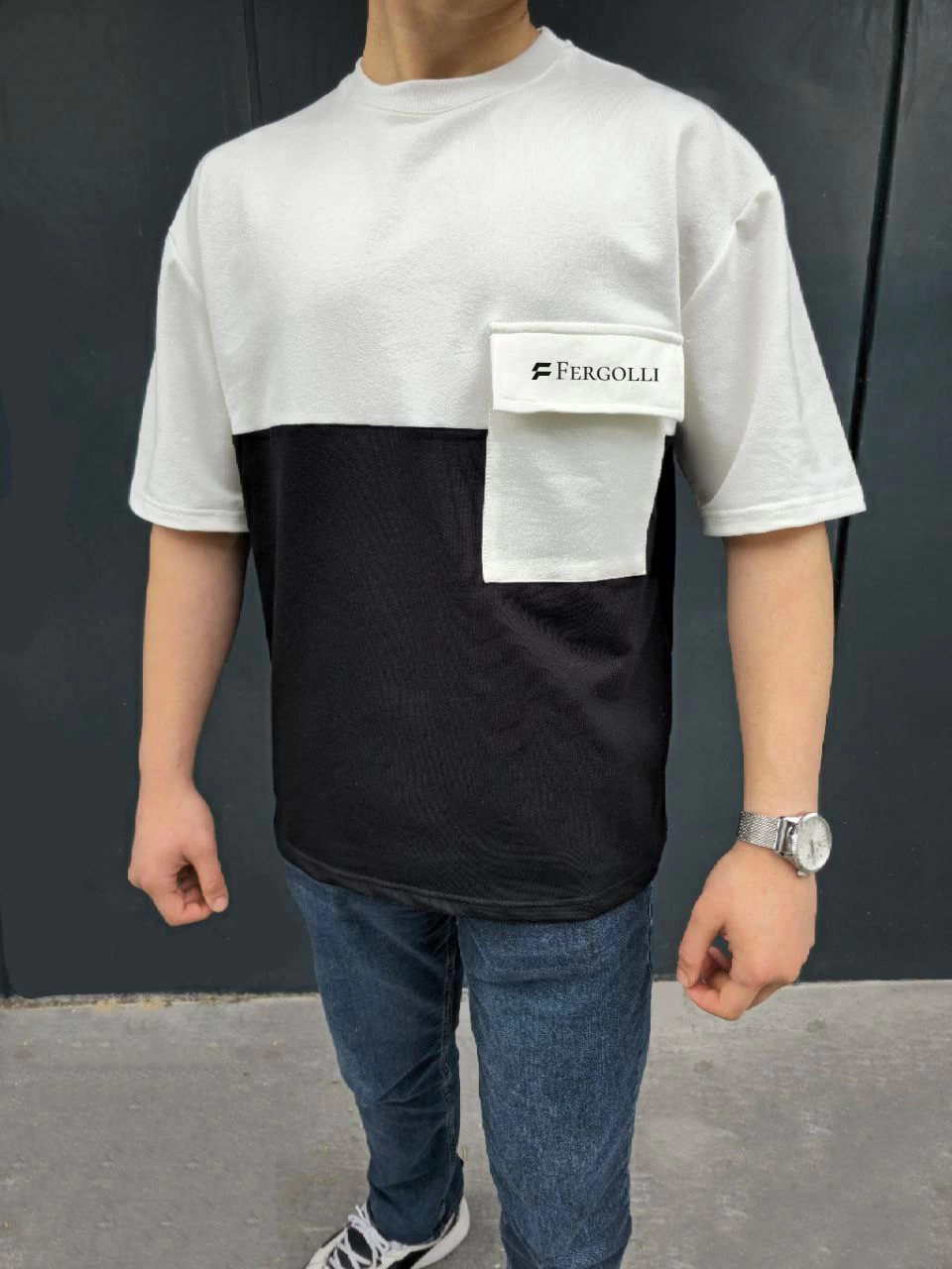 ASSEMA ERKEK Torba Cep Detaylı  Parçalı T-Shirt - Siyah