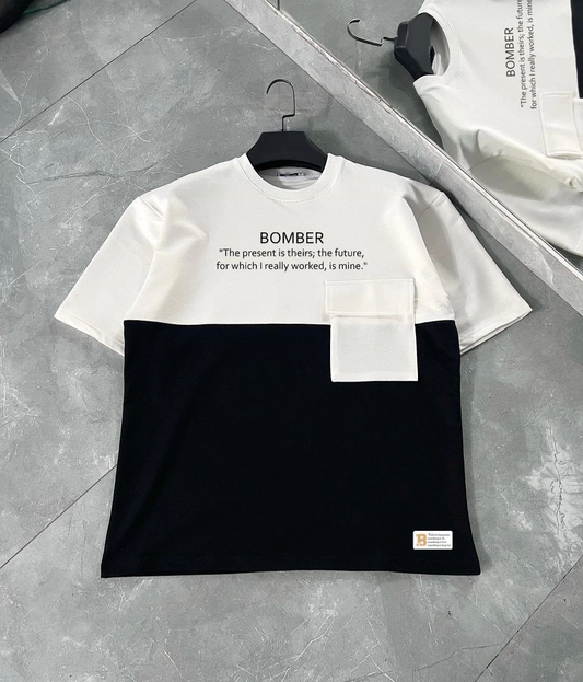 ASSEMA ERKEK Torba Cep Detaylı  Parçalı T-Shirt - Siyah