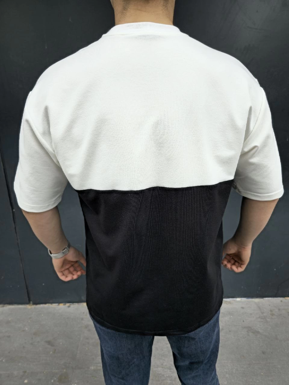 ASSEMA Erkek Torba Cep Detaylı Parçalı T-Shirt - Siyah