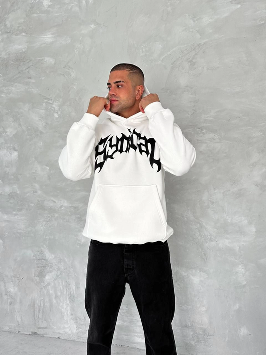 ASSEMA ERKEK Üç İplik Kapüşonlu Baskılı SweatShirt - Beyaz